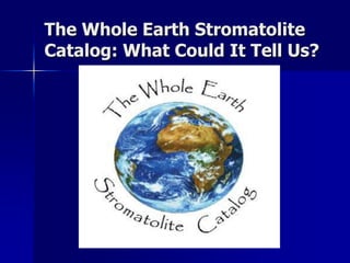 The Whole Earth Stromatolite Catalog: What Could It Tell Us? 