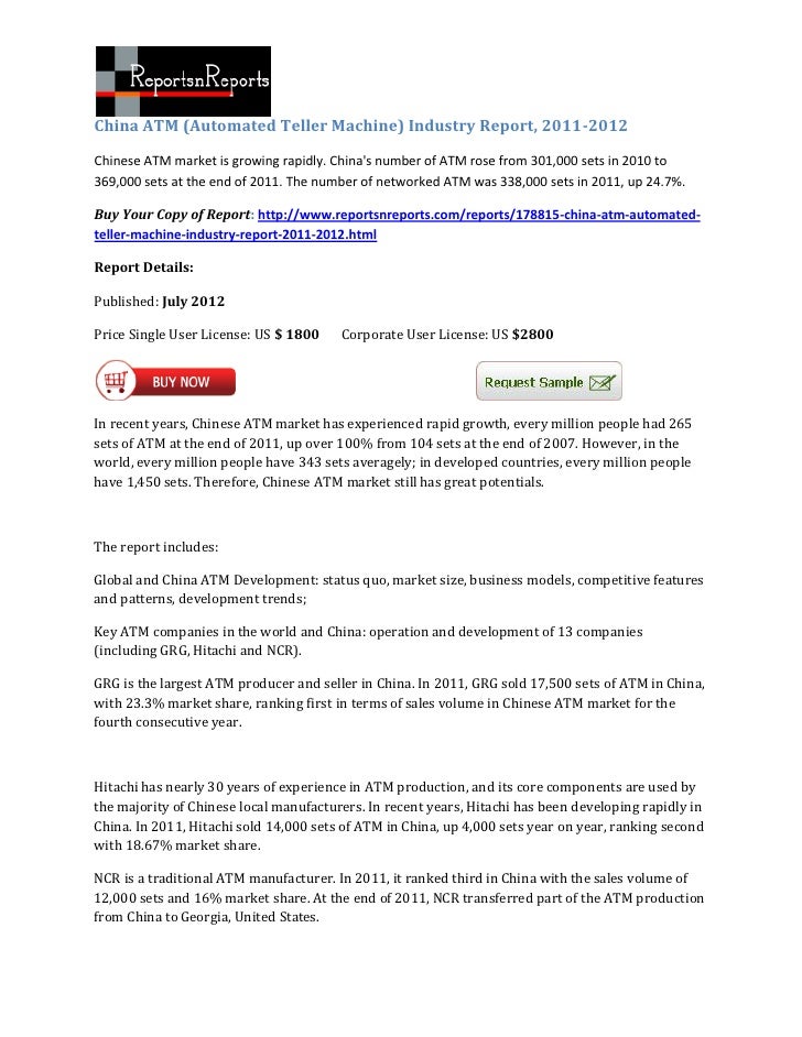 global and china atm market report See inside for further details the global wireless m2m market the global wireless m2m market is the fourth consecutive report analysing the latest market. global and china atm market report See inside for further details the global wireless m2m market the global wireless m2m market is the fourth consecutive report analysing the latest market.