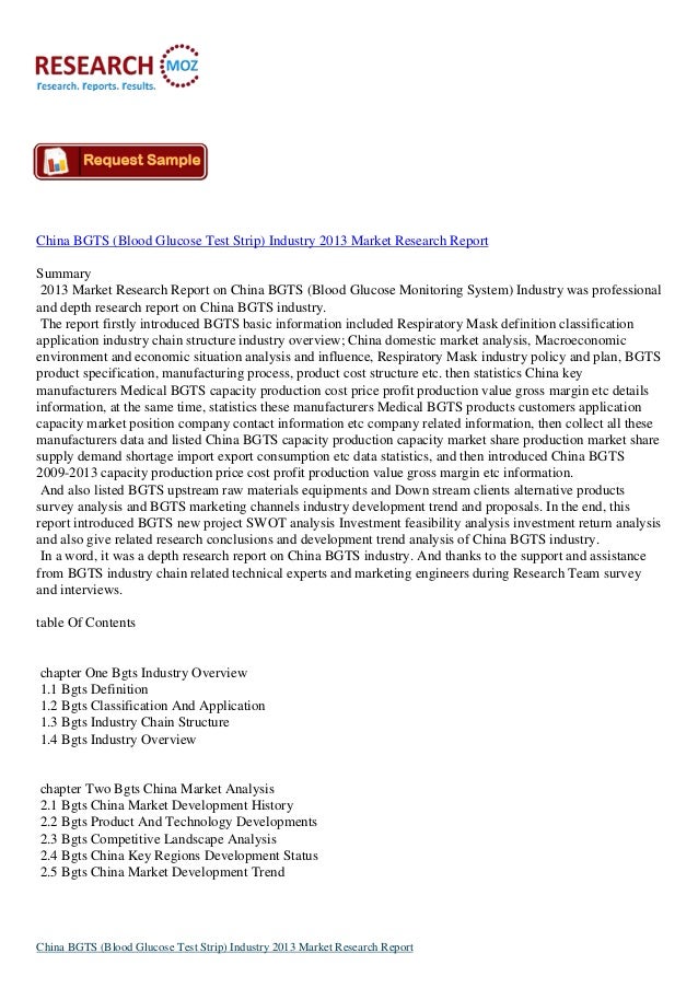 test blood report glucose Strip) Glucose Market Industry BGTS 2013 (Blood Test China