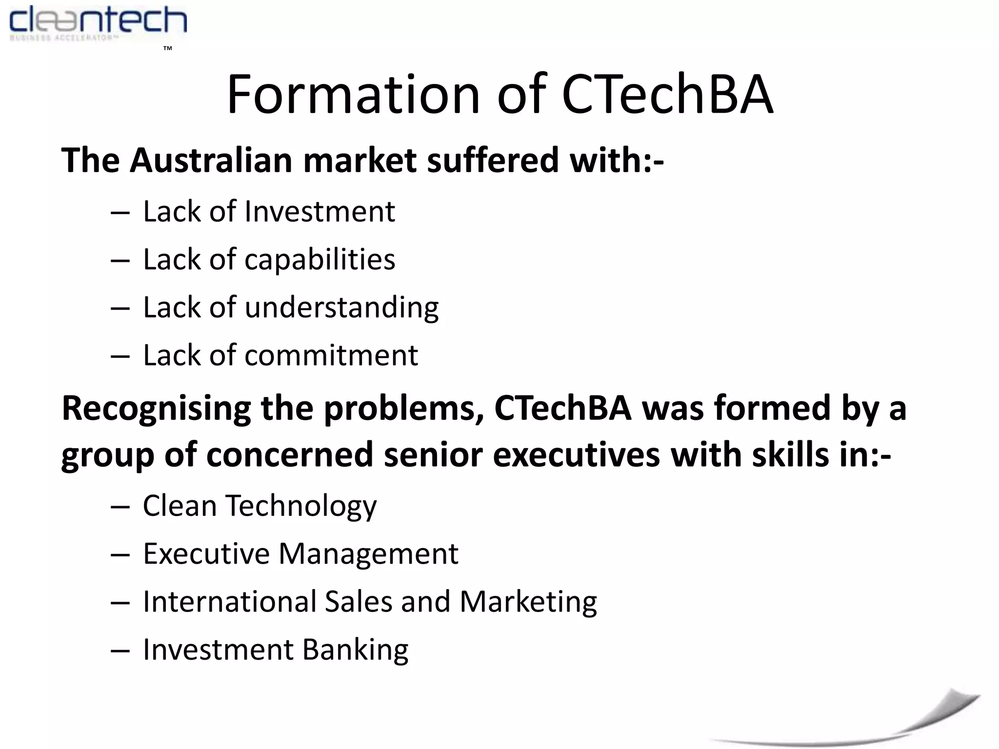 CleanTech Business Accelerator (CTechBA)