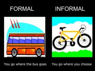 FORMAL  INFORMAL You go where the bus goes You go where you choose Jay Cross – Internet Time 