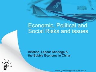 Economic, Political and Social Risks and issues ,[object Object],www.goodinsights.tumblr.com 