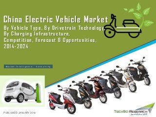 China Electric Vehicle Market
PUBLISHED: JANUARY 2019
M a r k e t I n t e l l i g e n c e . C o n s u l t i n g
By Vehicle Type, By Drivetrain Technology,
By Charging Infrastructure,
Competition, Forecast & Opportunities,
2014-2024
 