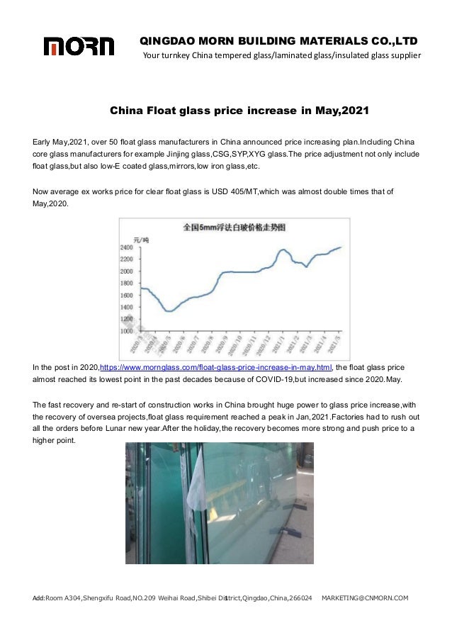 China float glass price increase in may,2021