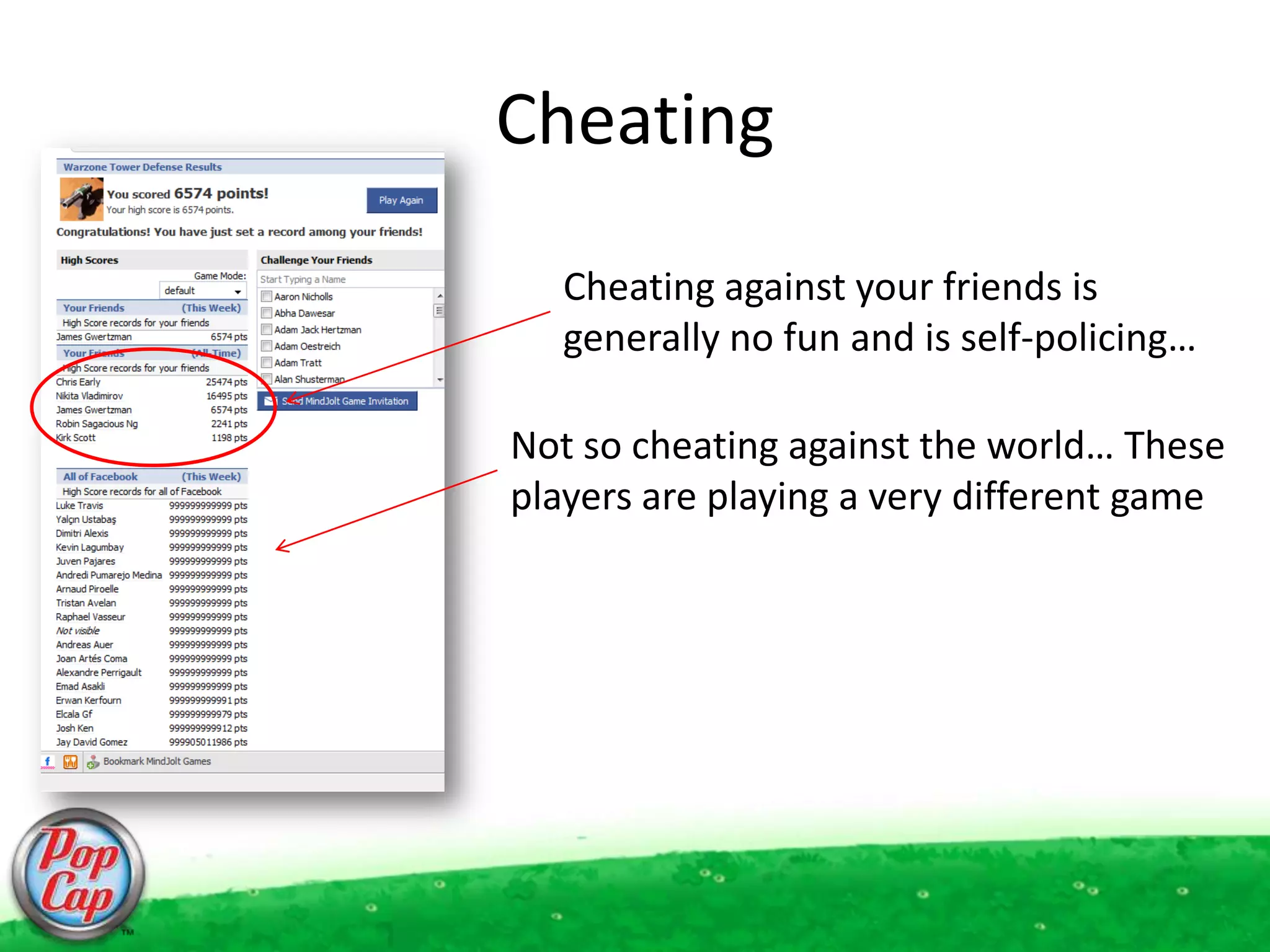CheatingCheating against your friends is generally no fun and is self-policing…Not so cheating against the world… These players are playing a very different game