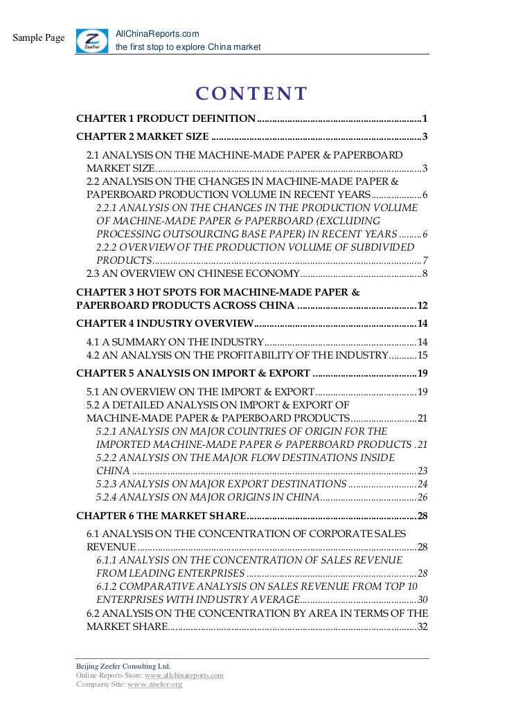 china machine made paper paperboard market report sample pages