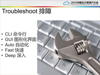 Troubleshoot 排障
• CLI 命令行
• GUI 图形化界面
• Auto 自动化
• Fast 快速
• Deep 深入
 