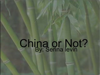 China or Not? By: Serina levin 
