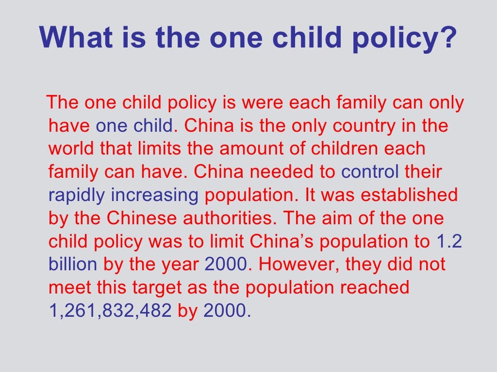 China's one child policy