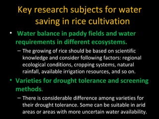 1185 - Agricultural Water Savings by SRI for Future Water Management