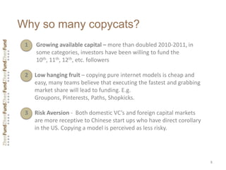 Why so many copycats?
 1   Growing available capital – more than doubled 2010-2011, in
     some categories, investors hav...