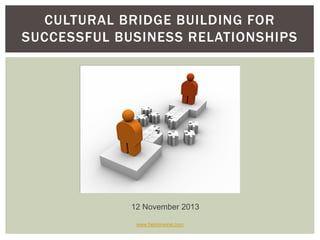 CULTURAL BRIDGE BUILDING FOR
SUCCESSFUL BUSINESS RELATIONSHIPS

12 November 2013
www.heinonwine.com

 