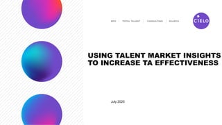 USING TALENT MARKET INSIGHTS
TO INCREASE TA EFFECTIVENESS
July 2020
 
