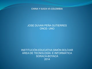 JOSE DUVAN PEÑA GUTIERRES 
ONCE- UNO 
INSTITUCIÓN EDUCATIVA SIMÓN BOLÍVAR 
ÁREA DE TECNOLOGÍA E INFORMÁTICA 
SORACÁ-BOYACÁ 
2014 
 