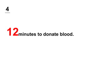 4
12minutes to donate blood.
 