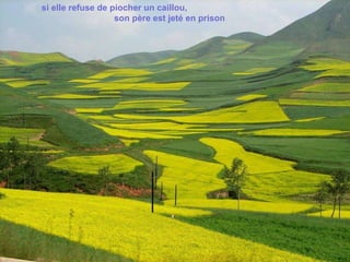 si elle refuse de piocher un caillou,  son père est jeté en prison  