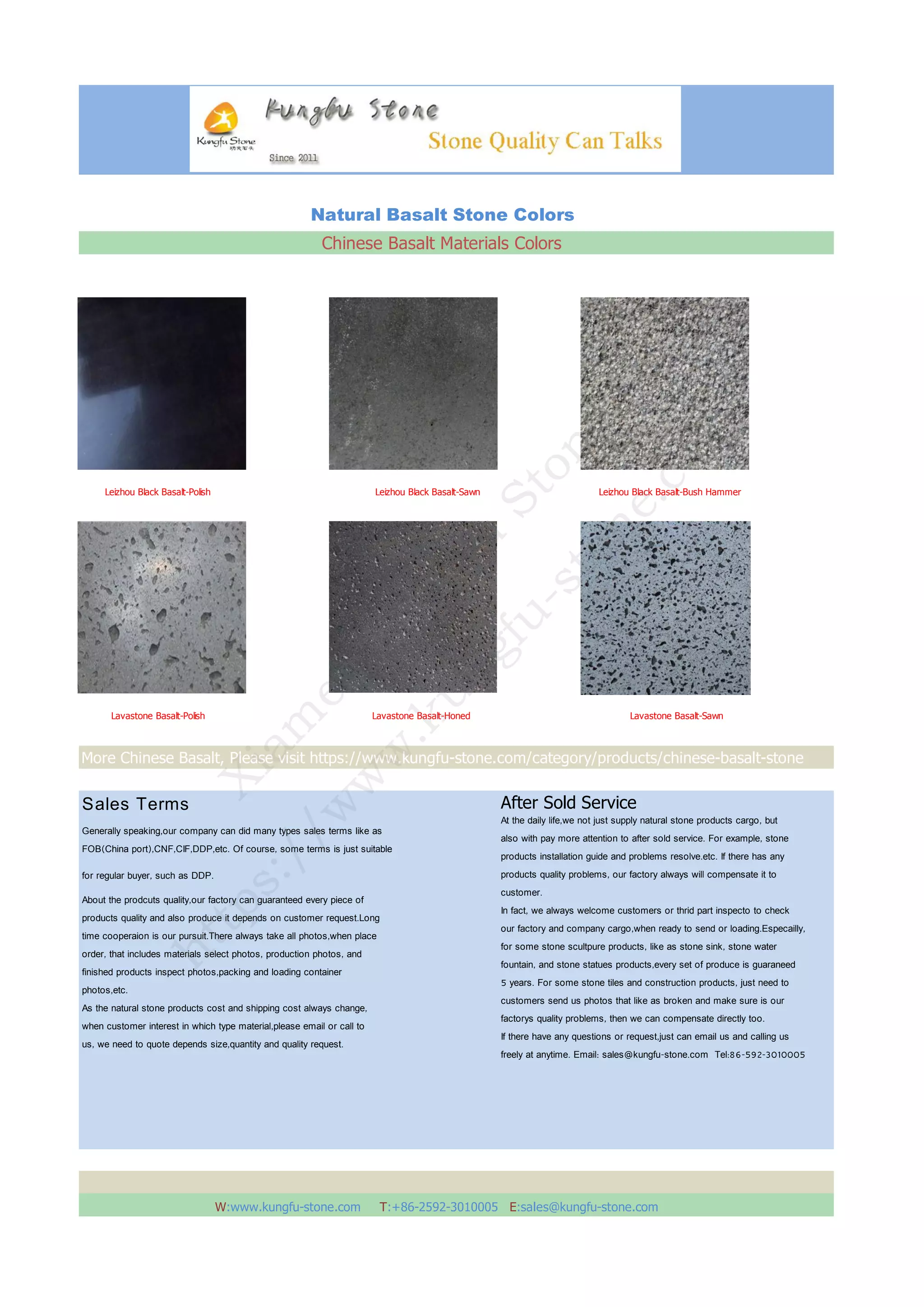 Chinese basalt colors catalog From Xiamen Kungfu Stone PDF