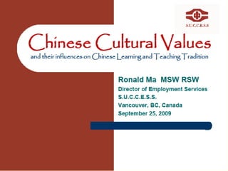 Chinese Cutural Value And Their Influence On Chinese Learning And Teaching