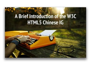 W3C HTML5 Chinese IG Report