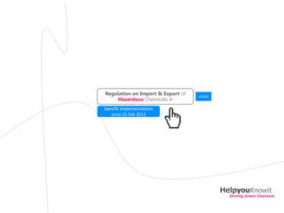 Regulation on Import & Export of   AQSIQ
     Hazardous Chemicals >
Specific implementations
   since 01 Feb 2012




                                           HelpyouKnowit
                                             Driving Green Chemical
 