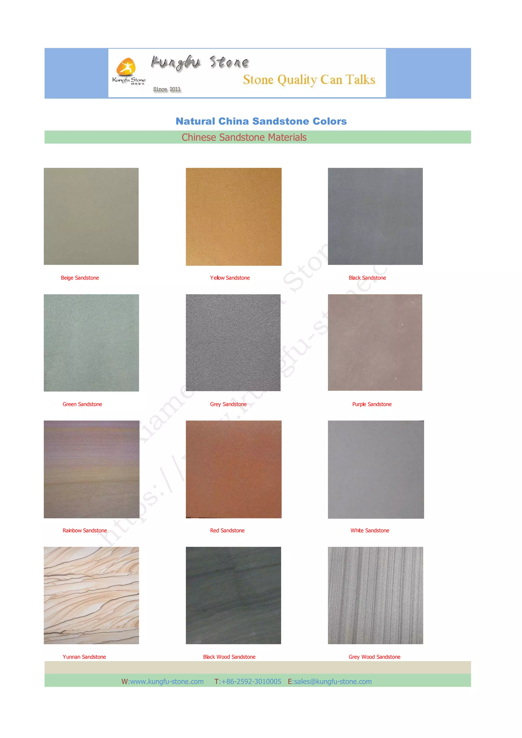 Stone Material Color Chinese sandstone colors catalog from Xiamen Kungfu Stone | PDF