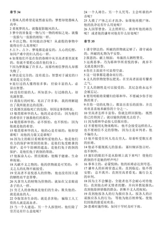 章节 34
1 愚昧人的希望是徒然虚妄的；梦想却使愚昧人
高举。
2 重视梦的人，就像捉影随风的人。
3 梦中的异象是一物与另一物的相似之处，就像
一张脸与一张脸的相似一样。
4 不洁之物，有何能洁净呢？ 从虚假的事物中
能得出什么真理呢？
5 占卜、占卜、梦境都是虚妄的；人心的幻想，
如同产难中的妇人的心一样。
6 如果他们不是在你的眷顾中从至高者那里派来
的，你就不要把心放在他们身上。
7 因为梦欺骗了许多人，而那些相信梦的人却都
失败了。
8 律法是完全的，没有谎言；智慧对于诚实的口
来说是完全的。
9 旅行过的人懂得很多事； 经验丰富的人，必
显出智慧。
10 没有经验的人，所知甚少；行过路的人，却
充满智慧。
11 我旅行的时候，见识了许多事； 我的理解超
出了我所能表达的范围。
12 我屡次面临死亡的危险，却因这事得释放。
13 敬畏耶和华的人，他的灵必存活； 因为他们
的希望在于拯救他们的那位。
14 敬畏耶和华的，必不惧怕，也不惧怕； 因为
他就是他的希望。
15 敬畏耶和华的人，他的心是有福的；他仰望
谁呢？ 而他的力量又是谁呢？
16 因为主的眼目看顾那些爱他的人，他是他们
有力的保护和坚固的依靠，是他们免受酷暑的
保护，是中午防晒的遮盖，是他们免于跌倒的
保护，是他们免于跌倒的帮助。
17 他振奋人心，照亮眼睛：他赐予健康、生命
和祝福。
18 凡献不义之物的，他的供物就是可笑的； 不
义之人的礼物不被接受。
19 至高者不喜悦恶人的供物； 他也没有因大量
的牺牲而平息罪孽。
20 凡拿穷人的财物为供物的，就如在父亲眼前
杀子的人一样。
21 穷乏人的食物就是他们的生命；欺负他的，
就是流血的人。
22 夺取邻舍生命的，就是杀害他； 骗取工人工
资的人就是流血者。
23 当一个人建造，另一个人拆毁时，他们除了
劳苦还有什么益处呢？
24 一个人祷告，另一个人咒骂，主会听谁的声
音呢？
25 人摸了尸体之后才洗净，如果他再摸尸体，
他的洗净还有什么用处呢？
26 人因罪禁食，又去照样行，谁肯听他的祷告
呢？ 或者他的谦卑对他有什么好处呢？
章节 35
1 谨守律法的，所献的供物就足够了；谨守诫命
的，所献的礼物为平安祭。
2 报恩的，献上细面； 布施的人牺牲赞美。
3 远离恶事，乃为耶和华所喜悦的事； 离弃不
义就是挽回祭。
4 你在主面前不可显得空虚。
5 这一切事都是遵命而行的。
6 义人的供物使祭坛肥美，在至高者面前有馨香
之气。
7 义人的牺牲是可以接受的。 其纪念将永远不
会被忘记。
8 要用明眼将荣耀归给耶和华，不要减少你手初
熟的果子。
9 在你一切的礼物上，都显出喜乐的面容，并且
欢欢喜喜地奉献你的十分之一。
10 至高者怎样丰富你，你就怎样回报他； 既然
你已经得到了，就以愉快的眼光去给予。
11 因为耶和华必按七倍报应你。
12 不要想用礼物来败坏； 他不会接受这样的人，
也不要相信不义的祭物； 因为主是审判者，他
不偏待人。
13 他不接受任何人攻击穷人，却垂听受欺压者
的祈祷。
14 他必不藐视孤儿的恳求； 寡妇倾诉怨言时，
也不例外。
15 寡妇的眼泪不是从脸颊上流下来吗？ 使他们
跌倒的不是她的呼声吗？
16 事奉主的，必蒙悦纳；他的祈祷必达到穹苍。
17 谦卑人的祈祷穿透云霄，直到临近，他不得
安慰； 总不离开，直到至高者看见，施行公义
的审判。
18 因为主不会懈怠，全能者也不会耐心对待他
们，直到他击碎无情者的腰，并向异教徒报仇；
直到他除掉骄傲的群众，折断不义人的权杖；
19 直到他按各人的行为报应各人，按各人的计
谋报应各人的行为； 等他为他百姓伸冤，使他
们因他的慈爱而欢喜。
20 患难时施怜悯，如同干旱时及时下雨。
 