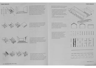 PLANOS PARALELOS 
! ·1· ~ . :  I • 
. L· 
1 
J• 
140 1 AkOUlTElURA FORMA, ESPHO E OIOEM 
l.;m pa·~ p!ar~vertJCiS par<i~~tJtfine umcampode 
espyo enue 61. 1<6 wcmid.aOes a~ertss do campo, • 
e!jtat:e!ullla5 pc as ar~tas vtr'l<lGS 5 lilY.> p'ar.o5, GOnfer~:m 
80 copayo ~or.• rortt o,u3 id8de a,reGio!01. Sua o~ertaylo 
pn--opa ;c da 80 Jcr~o ao t:v.o em rela~o 8o o.•a tY.> 
plar.o!i 5~0 s me<.t.co;. Como tY.> p!ar-<>5 p8ra'eltY.> n~o ;c 
ciiCOnW'Il para formar ca~w., e de m tar p'.er.an-.tnteo 
campo, 0 espayo i exuo.er-..Oo em naturro. 
A ~tfi~ c~ h campo e~pac a! ao lorgoaas &!(..remiaati~s 
.~v-..as .:Ia ~1gurava' po<le ;cr v:sualmentt refcryag; 
ao ;c rr.a' puf.lr o pi.s!lO lie ba;c ou ;c 8crtSCCntartm 
eiemel1ttY.> de coUer'l.llrli a ccmptY.>'~~o. 
0 campo esp8cia pode w exp8~ido 80 ;c esw.Oer o 
p'a'0 tie oa;c atem Jas exuem·dades a'er::as &a 
w~~-ra~o. Es;ccampoexpandido poae. porsuavez. w 
rematMo porum ~a no ve~ca cuja lar~ura e altura 9~ 
~J3 5 a~ue'.Jif> 00 campo. 
5e ~., dos p!a•.o!i paoaei05 ior Meren~aoo do ou>ro por 
LTa miJOa,va r.a forma, cor ou textura, um erw 
;ccuMano. pcrw.o cula· 8o Pu;o oo espayo. ;cd • 
est.a~e ecido oeoo Jo campo. Aberturas em ~m ou a~~ 
:{3~nJ Of> par.os podtm tam:>«!!" ntrociJz r exos 5CGU~ 
camoo e modular a quali&a.tle J reGionJI1 dO eopayo. 
'a nos clementlY.> aa a.-a,u te>ura podt"' 5tr co~~~~ 
o~;;rws para ties o,ue dtfircm um campo ae esoayo: 
. duas porcdto 1ntemas para!elas ocr,tro ~ um ed-"c:a 
• um e5payo r.a rua for,n-.atio pc:as facnulas cle ~ 
cdiffcios o.ue d3o irer1tt um p~ra o ouvo 
. umcaramar.ch3oou per~. a pro~ocGd-.r.a:as 
. um pa55tl0 ou a amcda GtnCatia oor '~ r.;~ ~~~ ~r.~res 
ou 5ebes 
• uma forma topo9•afica rca~:-a· na ?• 5aq~m 
A ·maaem oe plaOO!i 1t~'5 pllra~ e 
freo.Uentemente assoc.ada ao ·Y~ttrna estru:-,·a &a 
parcde de sus~o. em o.ue un-.a eotn.:.uoalie ~so 
ou ro!7er-l.llra m~:;p& tY.> espar~ er:re ~""' ou ~,; s 
pa•cdes tie sustenta~o para eras. 
Cor~untoS de p'.aOO!i 1eniGH tnl'"S tiCS po<~em f>t' 
Z~~sformallre em uma aTTpi3 ,.~.eJMe ~ 
GCnr~Ur8~5. SeU5 CJ'll0()5 t;;?8CID 0 podeM f>C' 
re'aciollaao;; u~s atY.> outrtY.>. 5t.J3 a:ra,if> ~a:; 
ex-..n:midadef>ot:er'-as d~ suasccnf.gufll;~outie 
aber-.trrao OO!i pnlcnos pi8'1C5. 
PLANOS PARALELOS 
I I I 
ljl_jl_ 
. I ~ I 
--------- 
-.·. . .. . .... . . . . . ... . . . . . ... ... 
fORlll E ESPACO Hl 
 