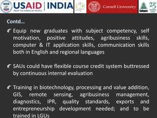 Cornell University and Sathguru Engagement in Agriculture Development In South Asia - 1994 - 2011