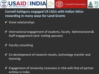 Cornell University and Sathguru Engagement in Agriculture Development In South Asia - 1994 - 2011