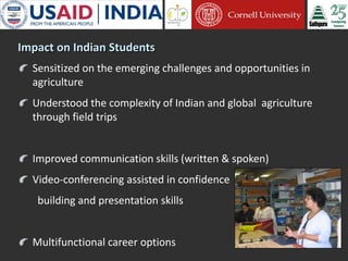 Cornell University and Sathguru Engagement in Agriculture Development In South Asia - 1994 - 2011