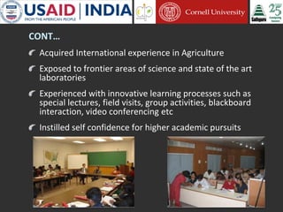 Cornell University and Sathguru Engagement in Agriculture Development In South Asia - 1994 - 2011