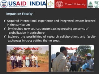 Cornell University and Sathguru Engagement in Agriculture Development In South Asia - 1994 - 2011