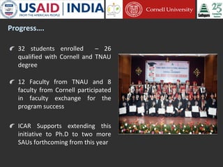 Cornell University and Sathguru Engagement in Agriculture Development In South Asia - 1994 - 2011