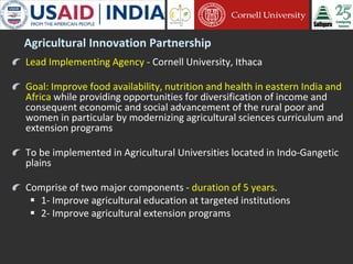 Cornell University and Sathguru Engagement in Agriculture Development In South Asia - 1994 - 2011
