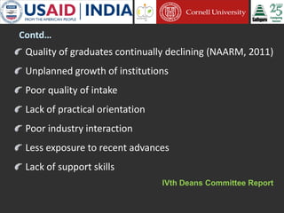 Cornell University and Sathguru Engagement in Agriculture Development In South Asia - 1994 - 2011