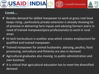 Cornell University and Sathguru Engagement in Agriculture Development In South Asia - 1994 - 2011