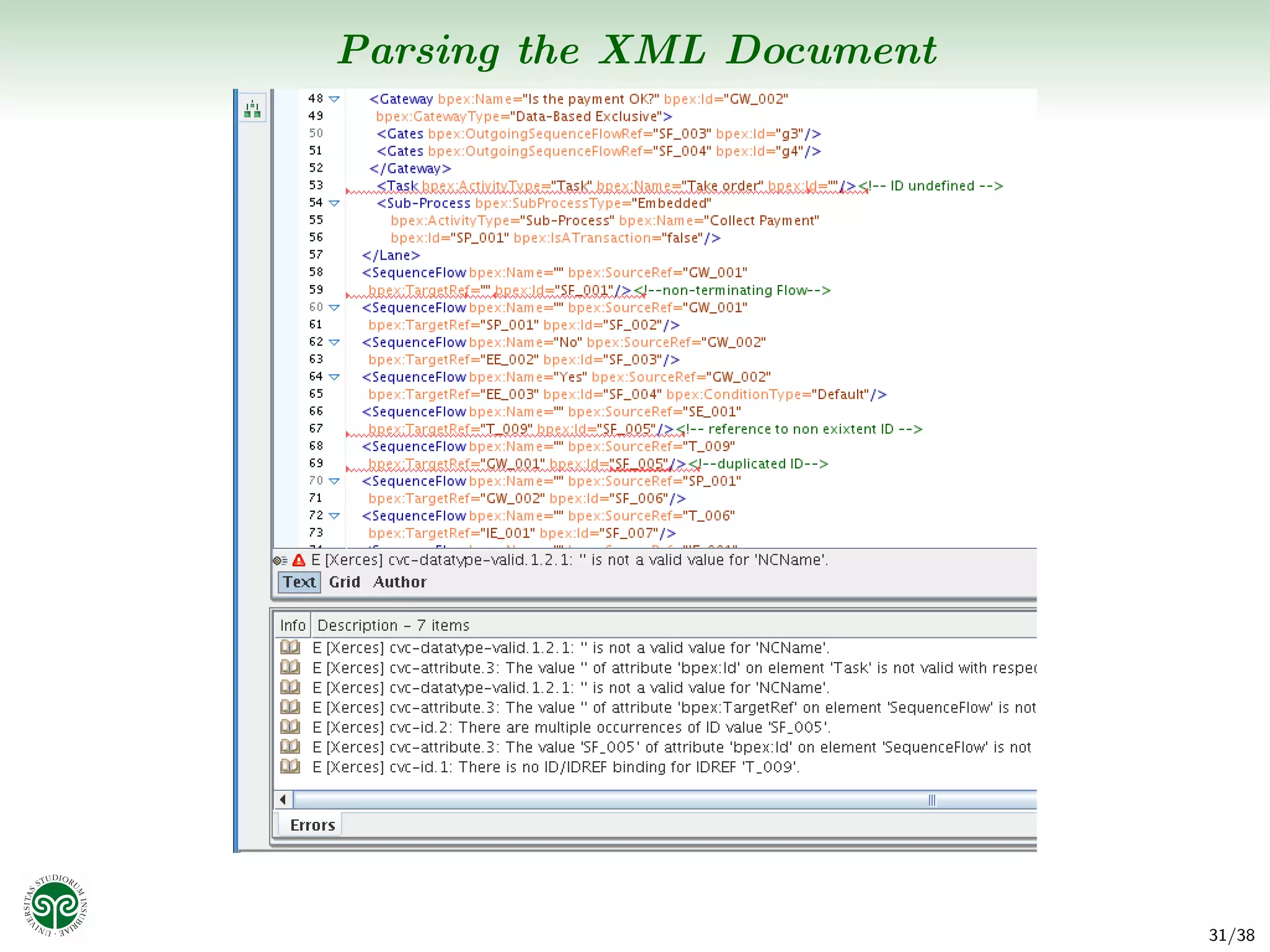 Parsing the XML Document




                           31/38
 