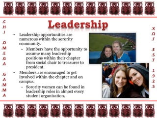 Each sorority implements programs to assist their members in their academic pursuits.