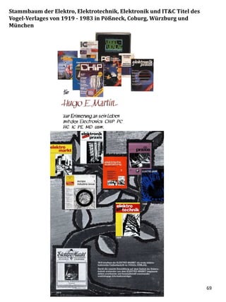 Stammbaum der Elektro, Elektrotechnik, Elektronik und IT&C Titel des
Vogel-Verlages von 1919 - 1983 in Pößneck, Coburg, Würzburg und
München
69
 