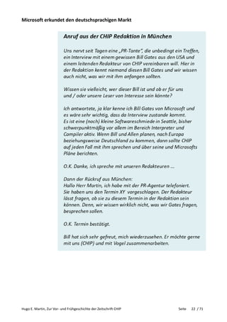 Hugo E. Martin, Zur Vor- und Frühgeschichte der Zeitschrift CHIP Seite 22 / 71
Microsoft erkundet den deutschsprachigen Markt
 
