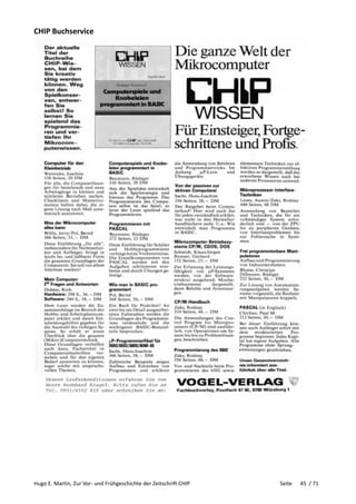 Hugo E. Martin, Zur Vor- und Frühgeschichte der Zeitschrift CHIP Seite 45 / 71
CHIP Buchservice
 