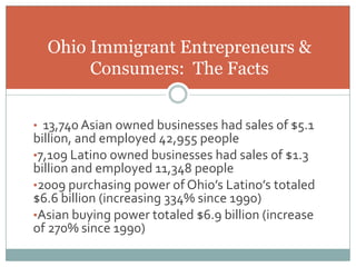 USA: Immigrants Driving the
       New Economy
            &
    Urban Revitalization

*  Immigrants twice as likely as n...