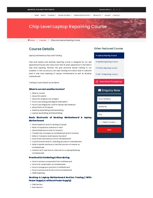 Chip Level Laptop Repairing Course