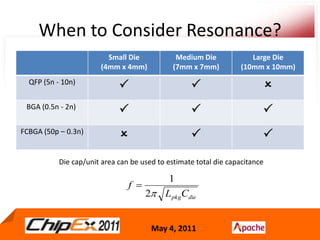 Chip Power Model : Parasitic Model BenefitsTraditional approaches to modeling the chip parasitics:Spreadsheet based