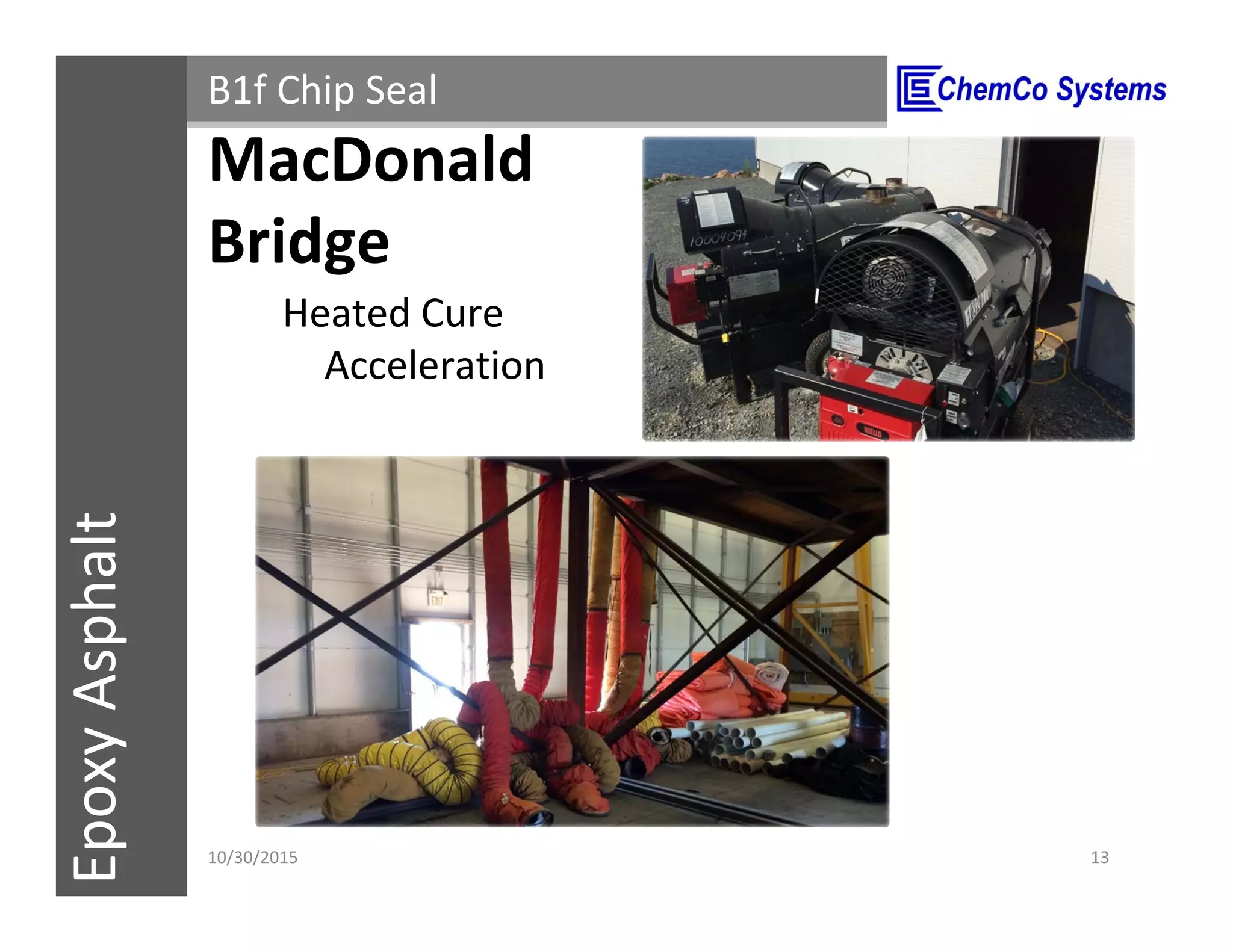 CCS InsulPOXCCSConstructionPolymersEpoxyAsphalt B1f Chip Seal
Heated Cure
Acceleration
11/3/2015 13
MacDonald
Bridge
 