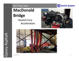 CCS InsulPOXCCSConstructionPolymersEpoxyAsphalt B1f Chip Seal
Heated Cure
Acceleration
11/3/2015 13
MacDonald
Bridge
 