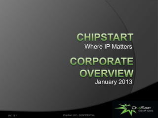 TM
Where IP Matters
June 2014
ChipStart LLC - CONFIDENTIALVer. 14.2
 