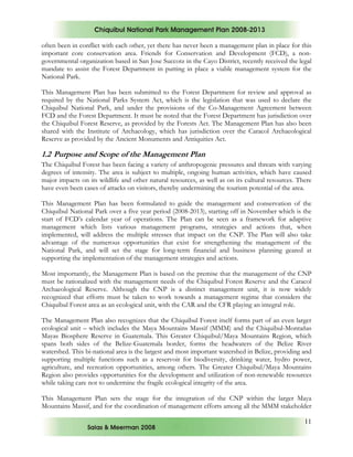 Chiquibul national park management plan... | PDF