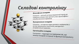 Складові контролінгу
 