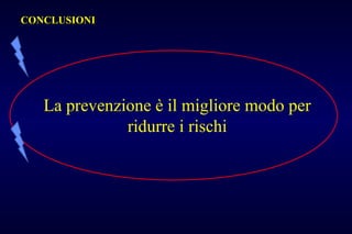 CONCLUSIONICONCLUSIONI
La prevenzione è il migliore modo per
ridurre i rischi
 